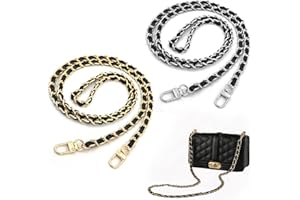 Difistik 2Pcs Bag Chains, 120cm Gold Silver Metal Chain, Shoulder Bag Straps Handbag Chain Replacement Purse Strap Handbag Chain for Shoulder Bag Handbag Camera Bag