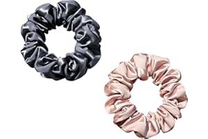 townssilk Jedwabne gumki do włosów gumka do włosów 100% czysty jedwab morwowy 22 Momme przyjazne dla włosów luksusowe elastyczne paski 2 szt. ciemnoszary i różowy