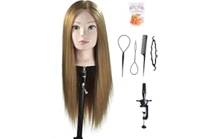 BLTYXT 26" - 28" Training Head Professional Cosmetology Mannequin Head Hairdresser Manikin Head with Synthetic Fiber Styling