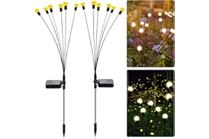 Ntrjtrss Lampade Solari Lucciole, 2 PCS 12 LED Luci Solari per Lucciole da Esterno Luci Solari Esterno IP65 Impermeabile Lampade Solari Lucciole per Giardino per il Patio Giardino, Balcone