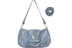 Adigau Women's Y2K Chain Satchels Pu Leather Handbag Fashion Underarm Handbags Cute Satchel for Women