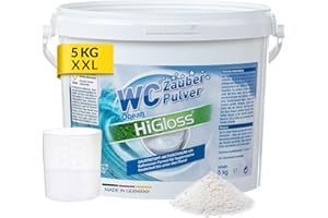‎HIGLOSS HiGloss "WC Zauberpulver" 5 Kg Reinigungspulver für die Toilette, Reinigung bis unter den Rand, WC Schaum mit Schmutzfindertechnologie Ocean