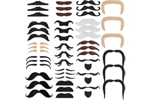 SONEER 48 Pack Fake Moustache, Self-Adhesive Novelty Mustache for Masquerade Party Favor, Birthday party,Costume and Performance