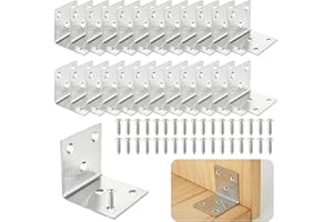 ASelected Lot de 30 Équerre d'assemblage Renforcée Inox, 50x50x50mm Aicer Plaque Equerre Inox, Equerre Metal pour Fixation de Inox pour Fixation et Réparation Meubles
