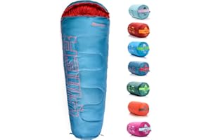 meteor Saco Dormir Tipo Momia - para Niños en Viaje Camping Funda Festival Hotel Portátil con Capucha y Saco de Compresion YMER