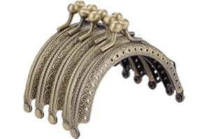 Mtsooning 5PCS Metal Purse Frame, 3.3"/8.5cm Bronze Kiss Clasp Lock, Arch Sape Coin Bag Clasp for DIY Coin Bag Handle Sewing Craft