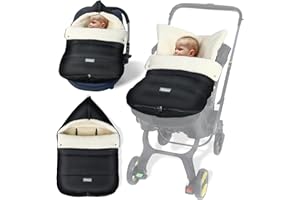 Orzbow Car Seat Footmuff Universal, Car Seat Blanket for Baby with Adjustable Top, Baby Car Seat Cover Winter with Zip, Waterproof Pongee Fabric, Black