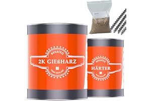BEKATEQ Epoxidharz Set BK-450EP Gießharz zum ausbessern und reparieren - 1,5kg Harz, 1kg Sand, 30 Klammern - farblos