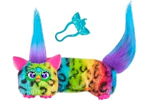 Furby DJ Furblets RAIN Bow bunt-gemustertes elektronisches Plüschspielzeug Macht Musik, Geräusche und spricht Furbisch, Stofftier für Kinder ab 6 Jahren mit Schlüsselanhänger