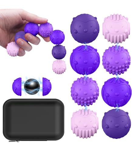Lot De 8 Balles Magnétiques Anti-Stress Violet – Jouets Sensoriels En Silicone Avec Aimants Puissants Pour Relaxation Et Concentration