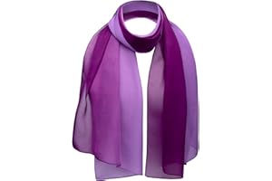 Basic Sense Chiffon Scarf Sheer Soft Plain Neck Wrap for Women Neatly Stitched