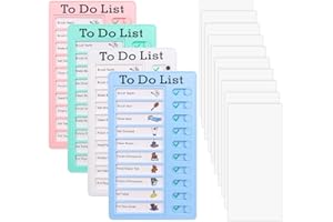 Binnan 4 Pezzi Tabella delle Faccende per Bambini Adulti, To Do List Checklist Board con 10 Fogli Bianchi, Chore Chart Memo Board, Tabella di Comportamento Giornaliera Portatile per Casa Ufficio