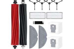 Liveryde Pièces de rechange compatibles avec Roborock S8 Pro Ultra Robot Aspirateur, 1 brosse à double rouleau, 4 brosses latérales, 2 filtres Hepa, 2 lingettes, 2 sacs à poussière