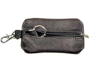 CATHCART ELLIOT Heavy Duty Black Grain Genuine Leather Key Wallet with Zip and Clip