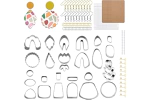 DanLink 138 Uds Pendientes de Arcilla Polimérica, Juego Con Tarjetas y Minicortadores de Galletas con Gancho para Hacer Joyas