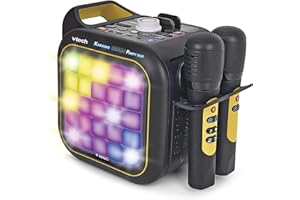 VTech - Karaoke Light Party Duo Golden Edition, Altavoz Potente, Karaoke Portátil con Bluetooth, 40W, Incluye 2 micrófonos inalámbricos, función Quitar Voz, Panel táctil, asa integrada, Versión ESP