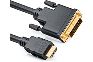 deleyCON 1m HDMI do DVI Kabel DVI-D DVI-I High Speed 3D Ready Kabel Adapterowy 1080p FULL HD HDTV 3D Rzutnik Laptop Monitor TV - Czarny