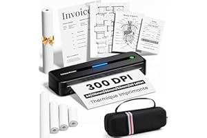 POKELABEL 300dpi Stampante Portatile A4, 2600mAh Stampante Termica Bluetooth per Cellulare/Tablet/PC/Laptop, Senza Inchiostro Stampa in Nero e Bianco, per 210mm/216mm/110mm/80mm/53mm Carta