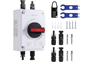 EVIEUN Sectionneur DC PV 32A 1200V 4P - Disjoncteur DC Photovoltaïque IP66 Sectionneur DC Photovoltaïque Pour le Contrôle de la Déconnexion des Réseaux PV Résidentiels et Commerciaux