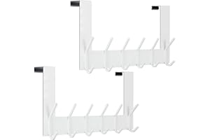 WEBI Appendiabiti da Porta,Acciaio Inox Attaccapanni da Porta,Gancio Porta,Appendino da Porta con 6 Ganci,4.5cm,Bianco,2 Pezzi