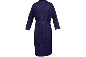 HOMELEVEL Pique Bademantel Reisebademantel 100% Baumwolle Damen und Herren Morgenmantel Kimono Saunamantel Reise Morgenrock Piquee Waffelpique Frauen Männer