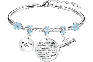 Angelra Regalos de Graduación Pulsera Graduado Mujeres Pulseras Colgante Grabado Detrás de Ti, Todos Tus Recuerdos. Delante de Ti, Todos Tus Sueños. A Tu Alrededor