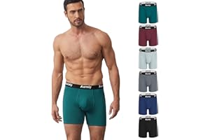 AURMLY 6 Pack Mens Bamboo Boxers Shorts, Comfortable Man Underwear, Soft Trunks for Men, Antibacterial Underpants, Moisture Wicking