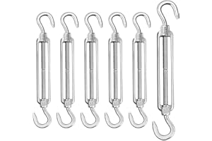 Forhandy 6 sztuk napinaczy do linki M4, stal nierdzewna 304, regulowane napinacze drutu, haki mocujące Heavy Duty, haki napinające