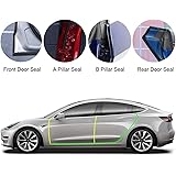 BASENOR Tesla Model 3 Model S Door Seal Kit Soundproof Rubber Weather Draft Seal Strip Wind Noise Reduction Kit