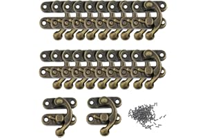 BSSOWE Bronze Haspe Antik 20-teil Vorhängeschloss, Messing, Holzkisten geeignet, für Holzschmuck Box texturiert
