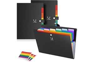 ABC life Trieur 7 Compartiments A4, 3pcs Plastique extensible accordéon dossiers de fichiers Document Organiseur A4 Classeur et trieur à documents 7 poches avec fermeture Snap pour l'école et bureau