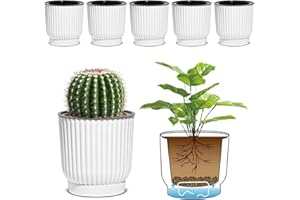 ‎T4U T4U 10cm Selbstbewässerung Blumentopf mit Docht Blumentöpfe Kunststoff, für Basilikum, Hydrokultur Topf, Mini Blumentopf Innen Weiß 6er-Set