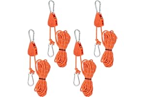 KUNOLI 4 ganci a cricchetto, gancio per corda regolabile e cricchetto, 4 m Duty Heavy Rope con ganci, tendicavo per tenda e piante (arancione, 4)