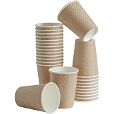 CUPTOYOU 25 adet kraft &ccedil;ift duvarlı kahve bardağı 12 oz, parti kağıt bardaklar 300 ml, soğuk ve sıcak i&ccedil;ecekler i&ccedil;in kraft da