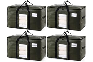 TAILI Umzugstasche extra groß,4 PCS grün Aufbewahrungstasche mit Griffe & Deckel Sichtfenster Aufbewahrung Kleidung Umzug Reisen Bettdecken Bettzeug,Alternativen zu Umzugskartons