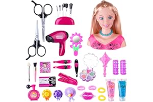 FYKERO Kids Hairdressing Makeup Dolls - Doll Toy for Hair Styling, Kid Play Makeup and Hair Dressing Heads Toy Set, Christmas and Birthday Gift, Styling Head Doll Set for Girls