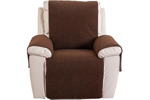 LHTCCSHL Sherpa Fleece Recliner Chair Cover Super Soft Warm Plush Sofa Slipcover Furniture Protector Non Slip Washable Reclining Chair Cover Protector for Kids, Pets(Coffee,(30"*91") 76 * 231CM)
