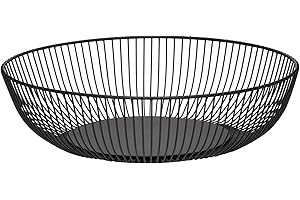 NUTRIUPS Ciotole per frutta, ciotola per frutta nera, cesto per frutta in metallo, cesto per frutta e verdura in metallo, grande cestino rotondo in metallo per frutta e verdura (nero)