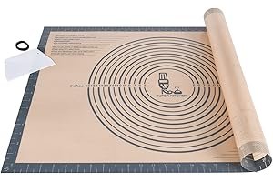 FOLKSY SUPER KITCHEN SUPER KITCHEN Nieprzywierająca Silikonowa Mata do Pieczenia, Antypoślizgowa do Ciasta i Fondantu, do Pizzy oraz Wałkowania Chleba, Bez BPA, Wielokrotnego Użytku, 71x51cm (Szary)