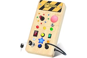 MAMAECO Montessori Busy Board Activity Board ab 1 Jahr Montessori Holzspielzeug mit 8 Schalter 15 LED Lichtschalterspielzeug Sensorisches Lernspielzeug für Kleinkinder Geschenk Jungen und Mädch ab 1 2 3 Jahr