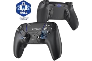 HEXGAMING PHANTOM Pro Wireless Gaming Controller für ps5/PC/Mobile, Upgrade Remap Paddles & Instant Triggers & 8 Swap Joysticks, Elite Gamepad mit Hall-Effekt Stick Modul Edition-Schwarz