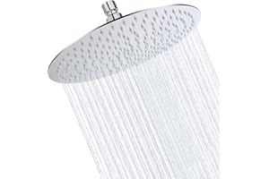 HILANDKOM Duschkopf Regendusche 12 Zoll, Rundes Regenduschkopf Ø30cm aus Edelstahl, Selbstreinigende Regendusche Brausekopf Rund, Chrom