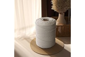 IDRESE Filato macramè di alta qualità, Cordoncino in cotone macramè 5 mm x 200 m fai da te, filo di cotone naturale, 100% cotone, per fai da te come macramè, arazzo da parete,lavori decorativi