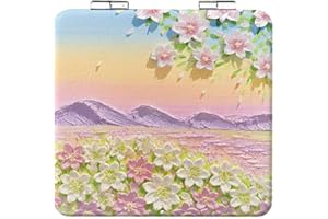 ‎UYRVAPE UYRVAPE Faltbar bunter Malerei-Kosmetikspiegel Vergrößerungs-Kompaktspiegel tragbarer Kleiner Kunststoff-Taschen-Make-up-Spiegel doppelseitig 2-fache Vergrößerung niedlicher Kleiner Spiegel, Stil 4