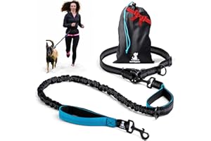 SparklyPets - Hands Free Dog Lead for Medium and Large Breeds - Professional Waist Leash for Walking, Hiking, Training, Jogging, Canicross, Running with Reflective Stitches (Blue, For 1 Dog)