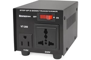 Bronson++ VT 200 (200 Watt) 220V to 110V Voltage Converter, use 200W US devices in Europe - Step Up Down Transformer - 110 USA to 220-240 EU-UK volt outputs