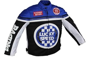 Euro Stars Veste de motard pour enfant, veste de moto, veste textile pour enfant, veste de motard, veste de course bleue