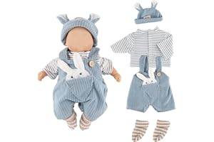 Foydream VêTements de PoupéE, 4 PièCes VêTements Salopette pour PoupéEs Pantalon Lapin Bleu, Chemise, Chapeau Et Chaussettes, 38 - 45 cm
