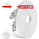 TBMax 50 m Ethernet Cable CAT6 Extra Long Network Cable 1000 Mbit/s 250 MHz High Speed Gigabit LAN Internet Cable Flat Cable 