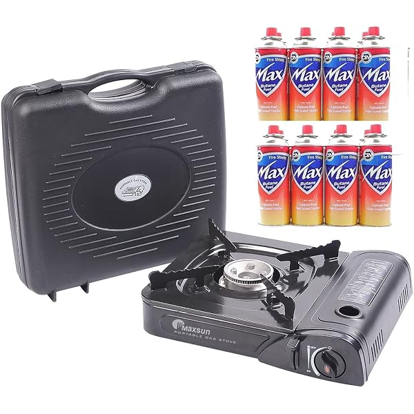 MAXSUN Camping Gas Stove, Cooker, Portable Outdoor Single Burner, Available  with Camping Gas, Butane Canisters, Lightweight, Safe Perfect for Picnics  BBQ with Bonus Bag (stove + 8 Butane gas) : Amazon.co.uk: Sports